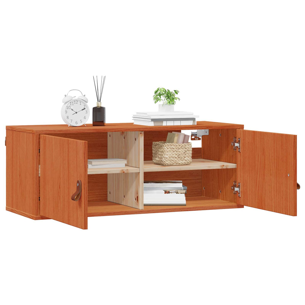 Armario de Pared con estante 2 pcs Marrón cera 80 x 30 x 30 cm