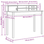 Escritorio Marrón cera 110 x 50 x 93 cm Madera de Pino Sólido