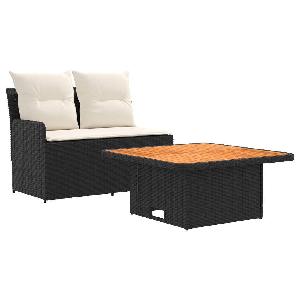 Sofá de Jardín con Reposabrazos y Mesa Elevable 2 Pieza