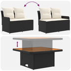 Sofá de Jardín con Reposabrazos y Mesa Elevable 2 Pieza