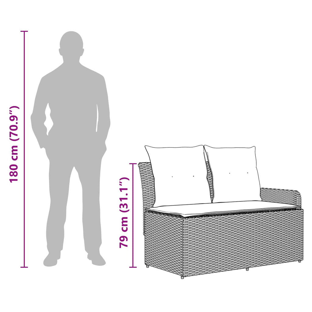 Sofá de Jardín con Reposabrazos y Mesa Elevable 2 Pieza