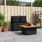 2 Pieza Sofá central de jardín con mesa elevable