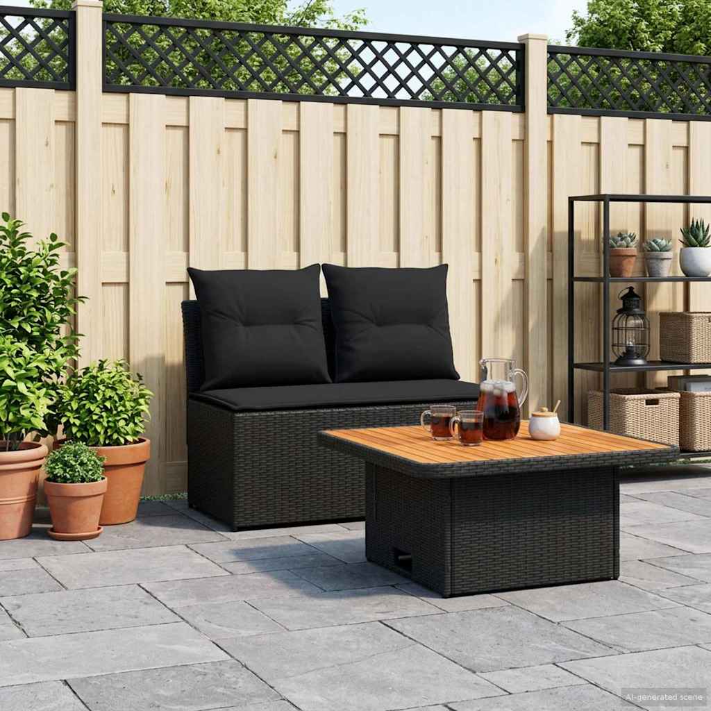 2 Pieza Sofá central de jardín con mesa elevable