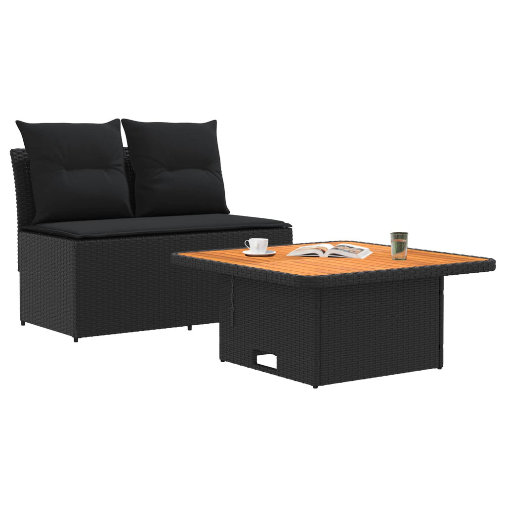2 Pieza Sofá central de jardín con mesa elevable