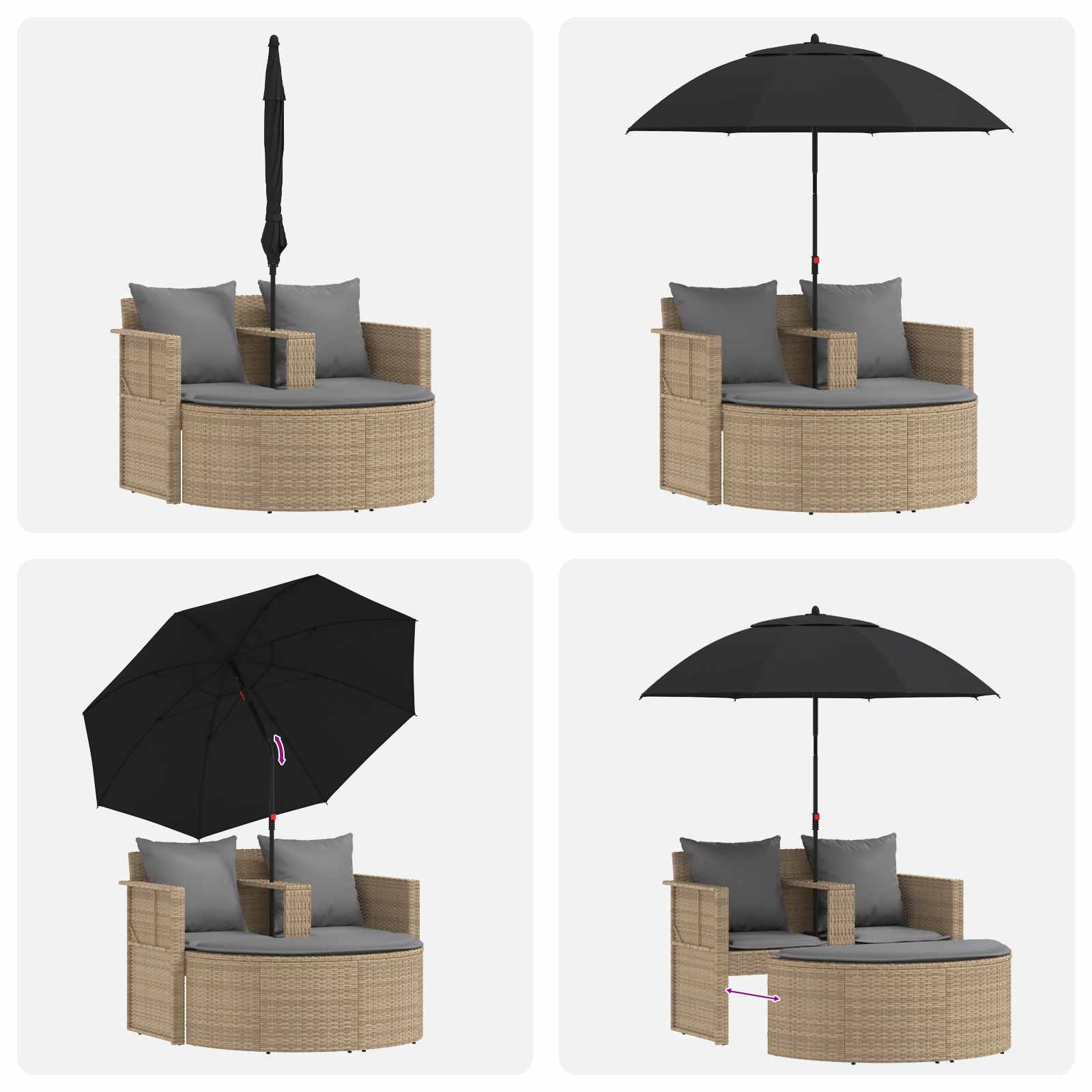 Sofá de jardín 8 pcs Beige y Gris Claro ratán sintético