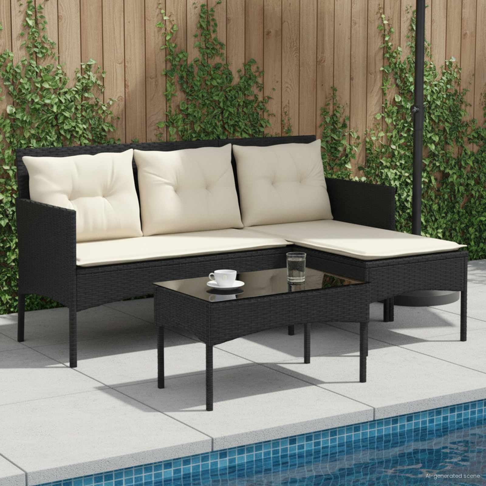 Conjunto de sofás de jardín 2 pcs Marrón y Rojo ratán sintético