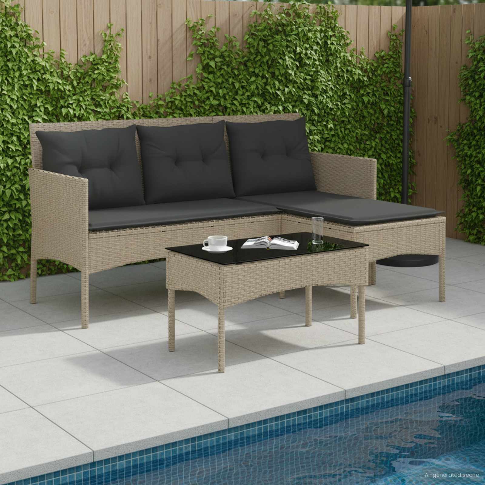 Conjunto de sofás de jardín 2 pcs Marrón y Rojo ratán sintético
