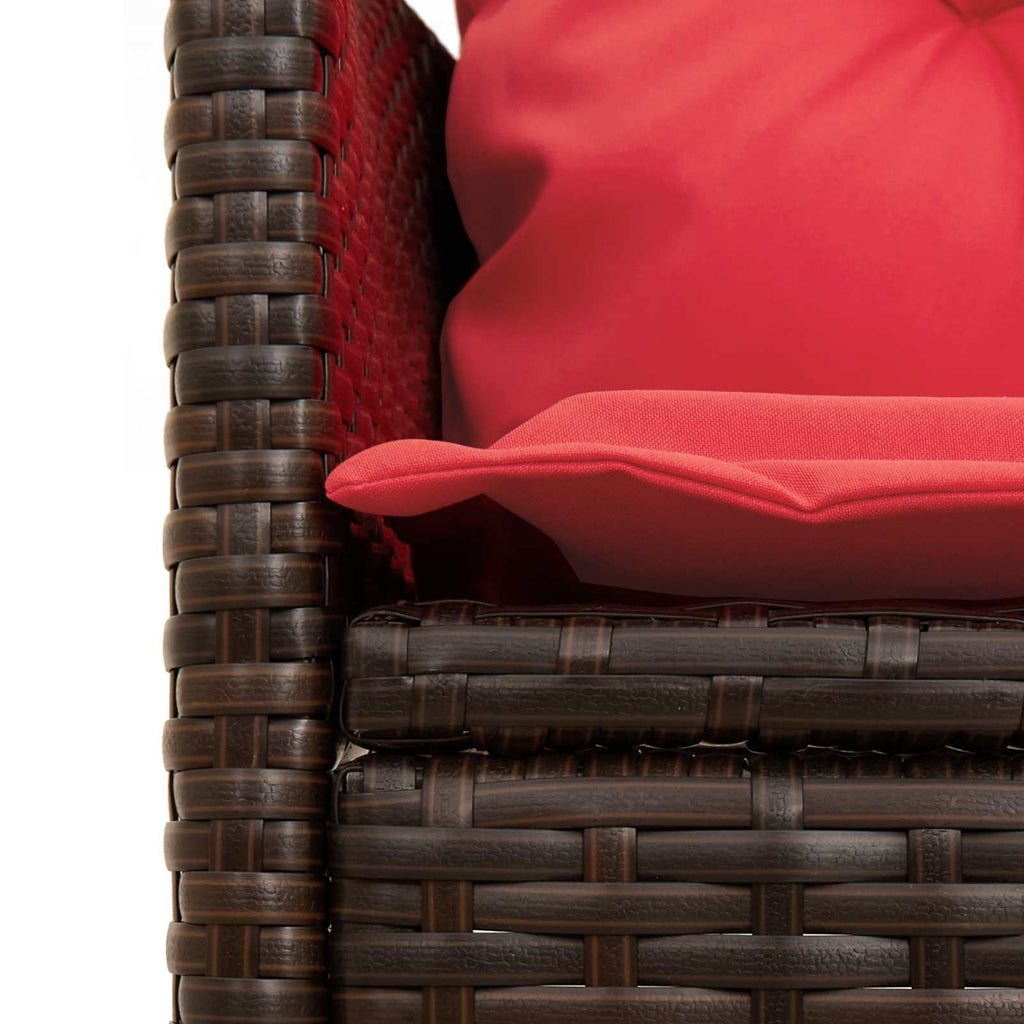Conjunto de sofás de jardín 2 pcs Marrón y Rojo ratán sintético