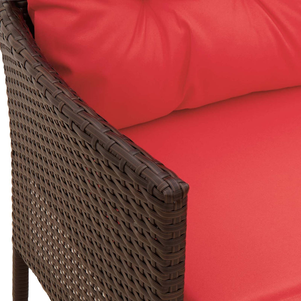 Conjunto de sofás de jardín 2 pcs Marrón y Rojo ratán sintético
