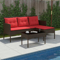 Conjunto de sofás de jardín 2 pcs Marrón y Rojo ratán sintético