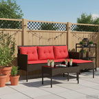 Conjunto de sofás de jardín 2 pcs Marrón y Rojo ratán sintético