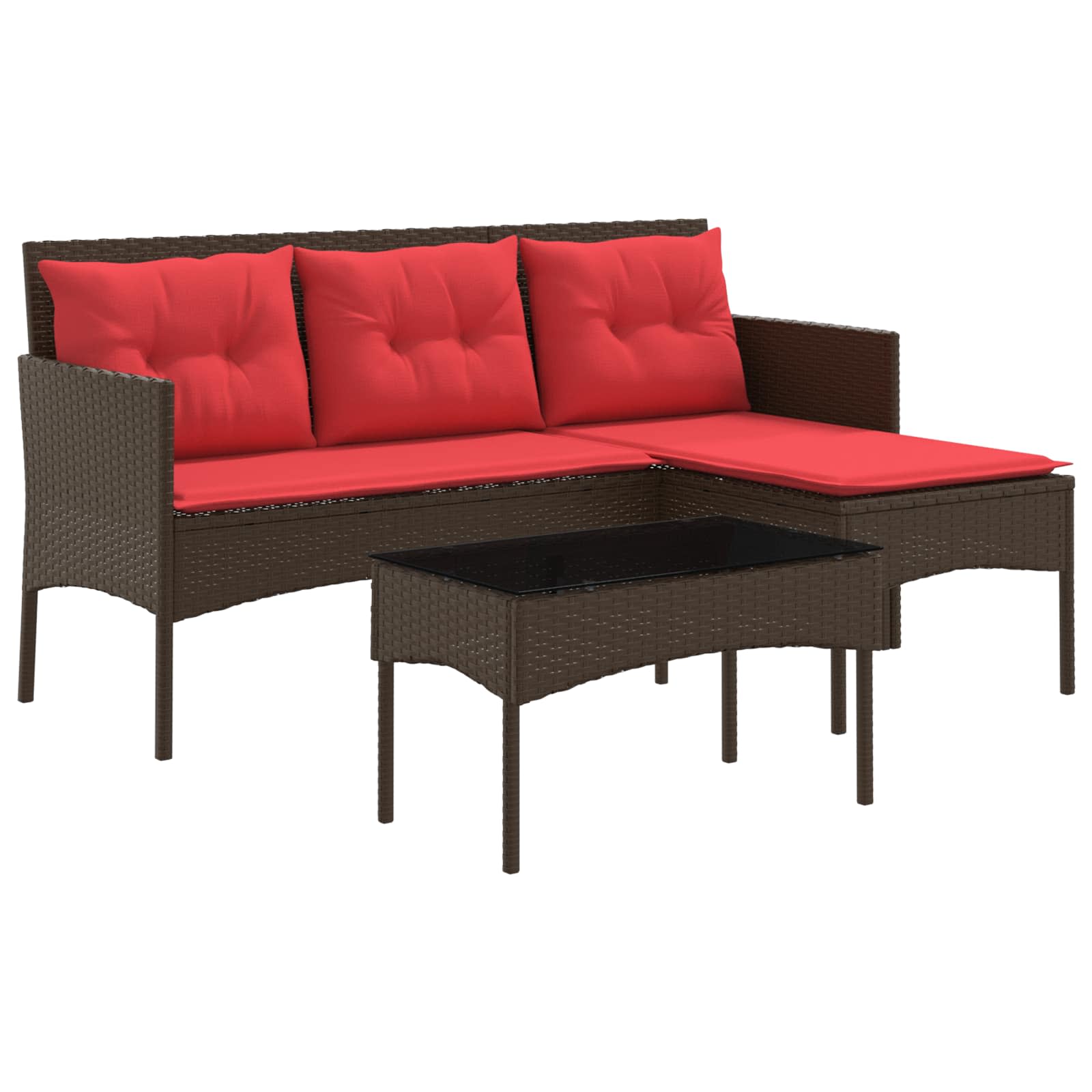 Conjunto de sofás de jardín 2 pcs Marrón y Rojo ratán sintético