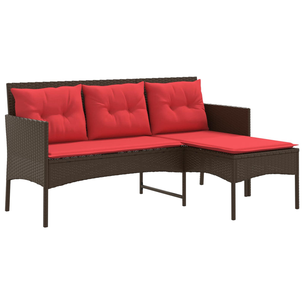 Conjunto de sofás de jardín 2 pcs Marrón y Rojo ratán sintético