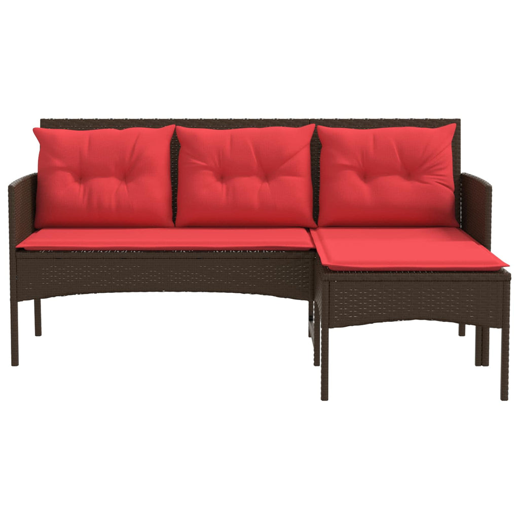 Conjunto de sofás de jardín 2 pcs Marrón y Rojo ratán sintético