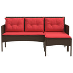 Conjunto de sofás de jardín 2 pcs Marrón y Rojo ratán sintético