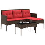 Conjunto de sofás de jardín 2 pcs Marrón y Rojo ratán sintético