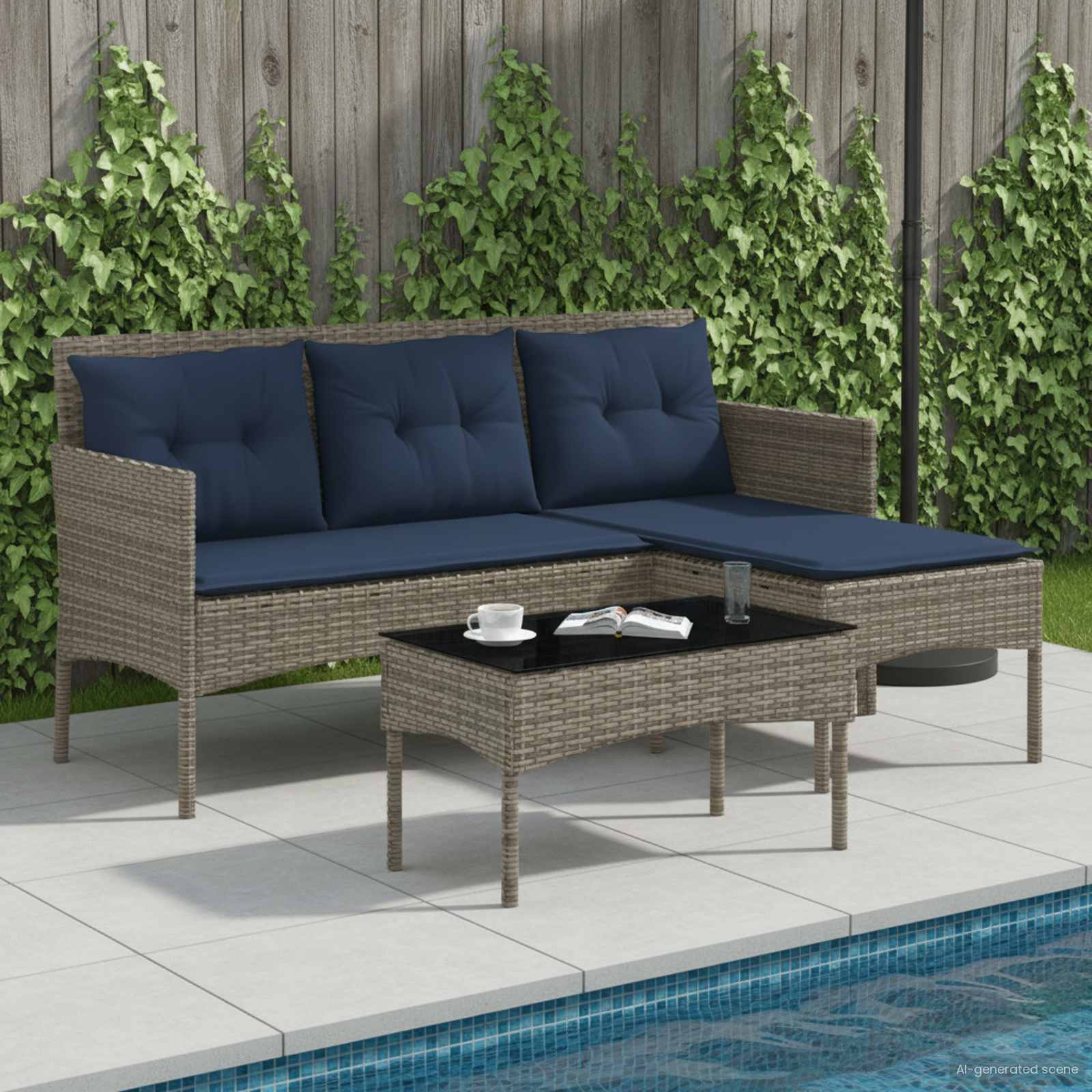 Conjunto de sofás de jardín 2 pcs Marrón y Rojo ratán sintético