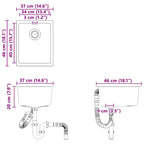 Lavabo 370 x 460 mm 80% Cuarzo y 20% Resina