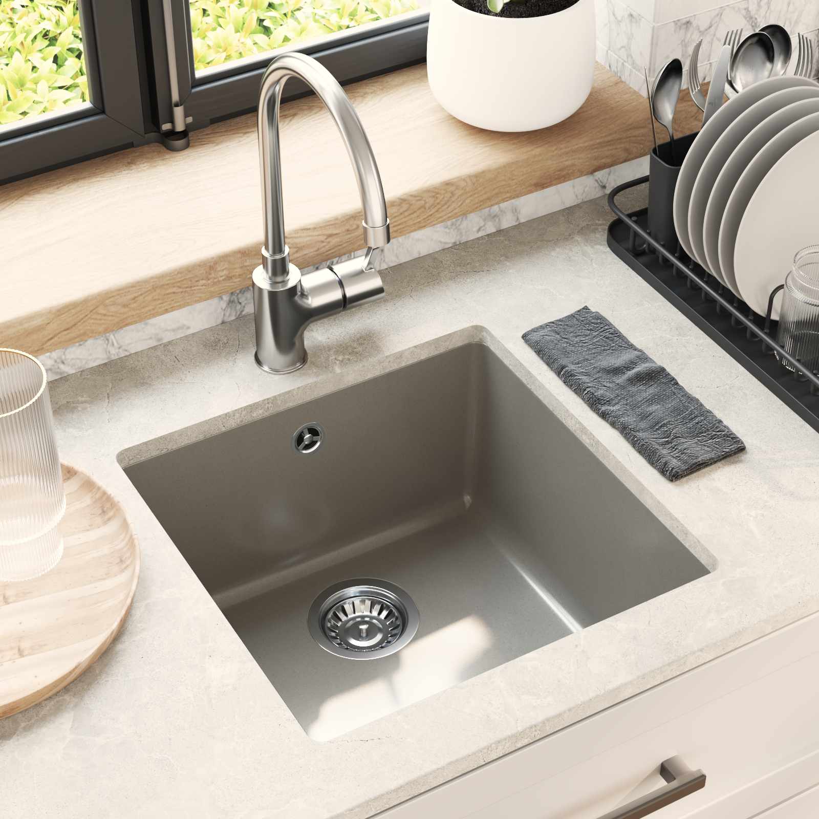 Lavabo 370 x 460 mm 80% Cuarzo y 20% Resina