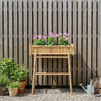 Jardín Macetero Con Soporte Natural 100 x 38 x 114 cm Bambú