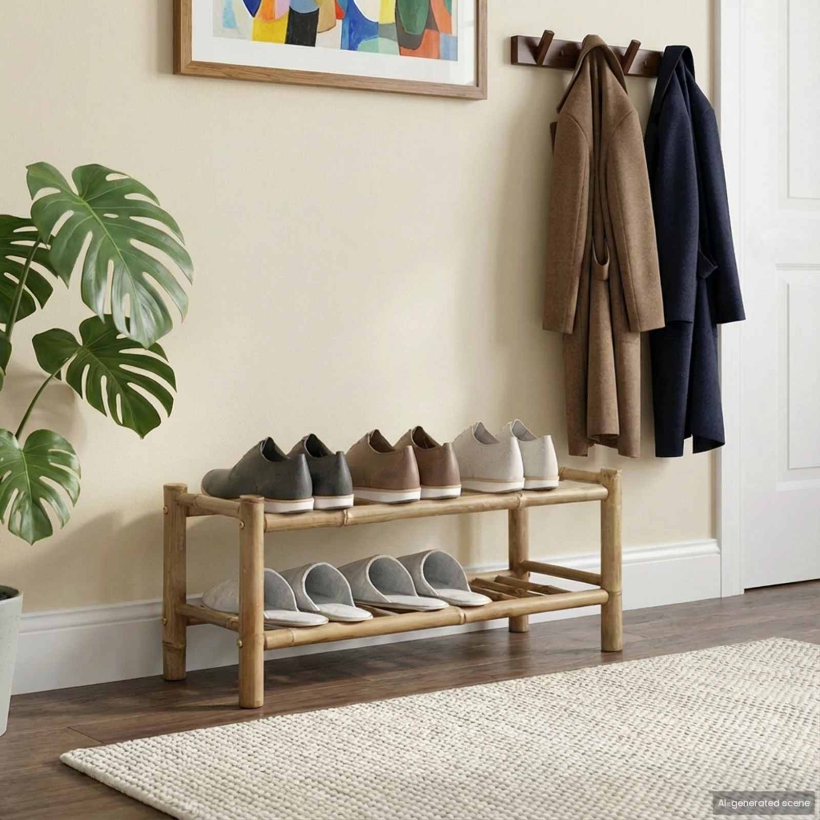 Zapatero con estante Natural 68 x 28 x 30 cm Bambú