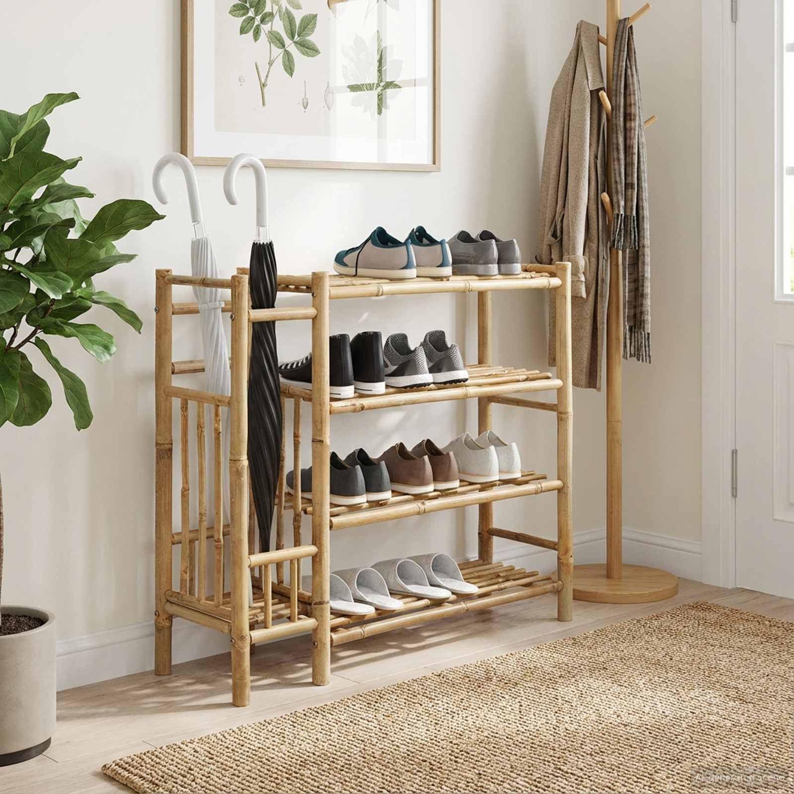 Zapatero con estante Natural 88 x 27 x 80 cm Bambú