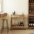 Carro de Vino con Ruedas Natural 85 x 50 x 93 cm Bambú