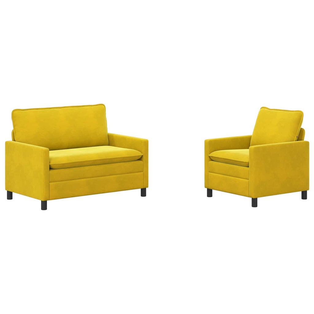 Juego de Sofá 2 pcs Amarillo Terciopelo