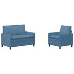 Juego de Sofá 2 pcs Azul Tela