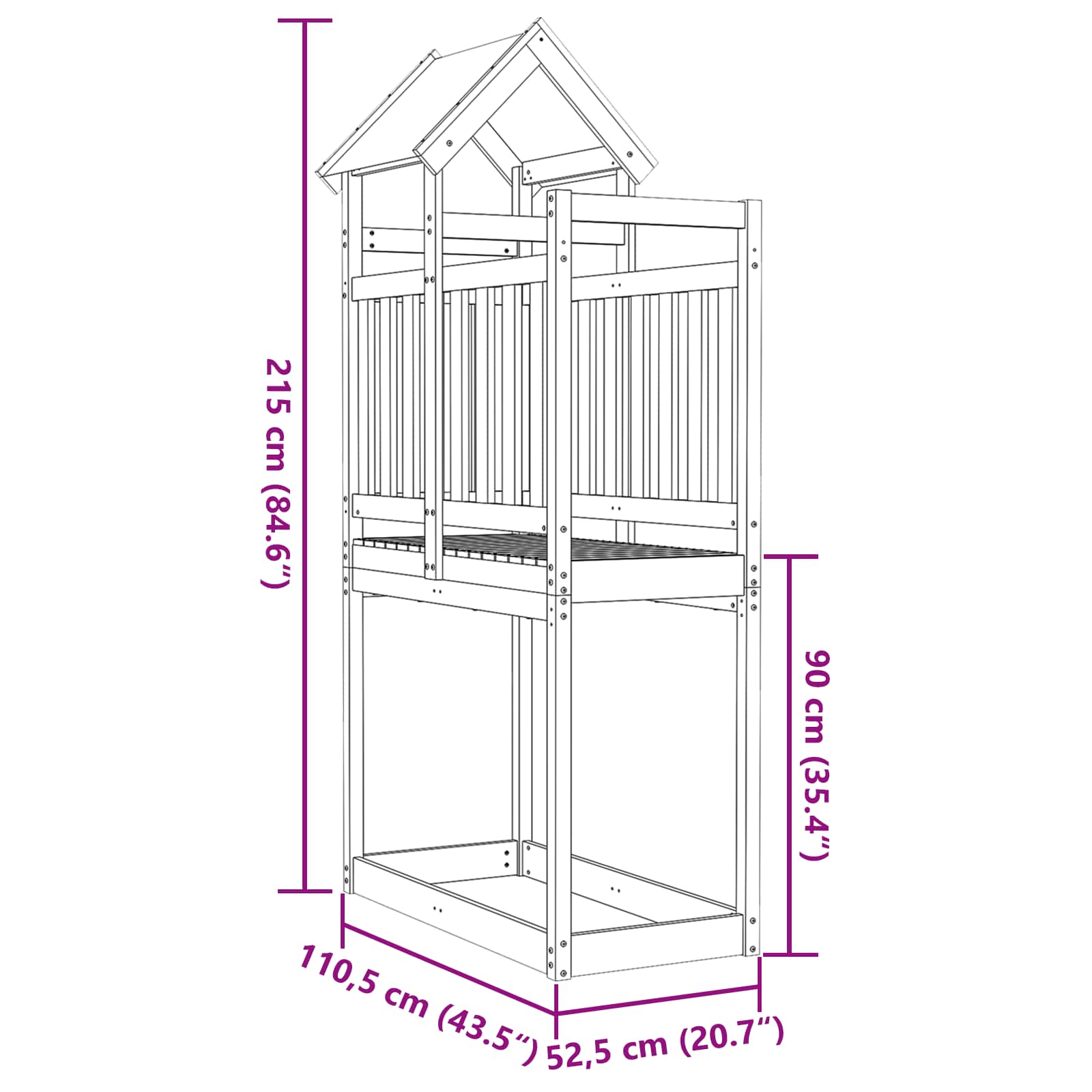 Torre de Juego Marrón Madera de pino macizo
