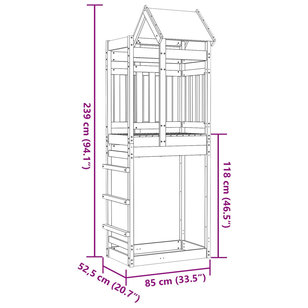 Torre de Juego Marrón 85 x 52,5 x 239 cm Madera de pino macizo