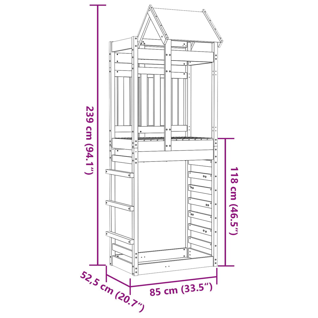 Torre de Juego Marrón 85 x 52,5 x 239 cm Madera de pino macizo