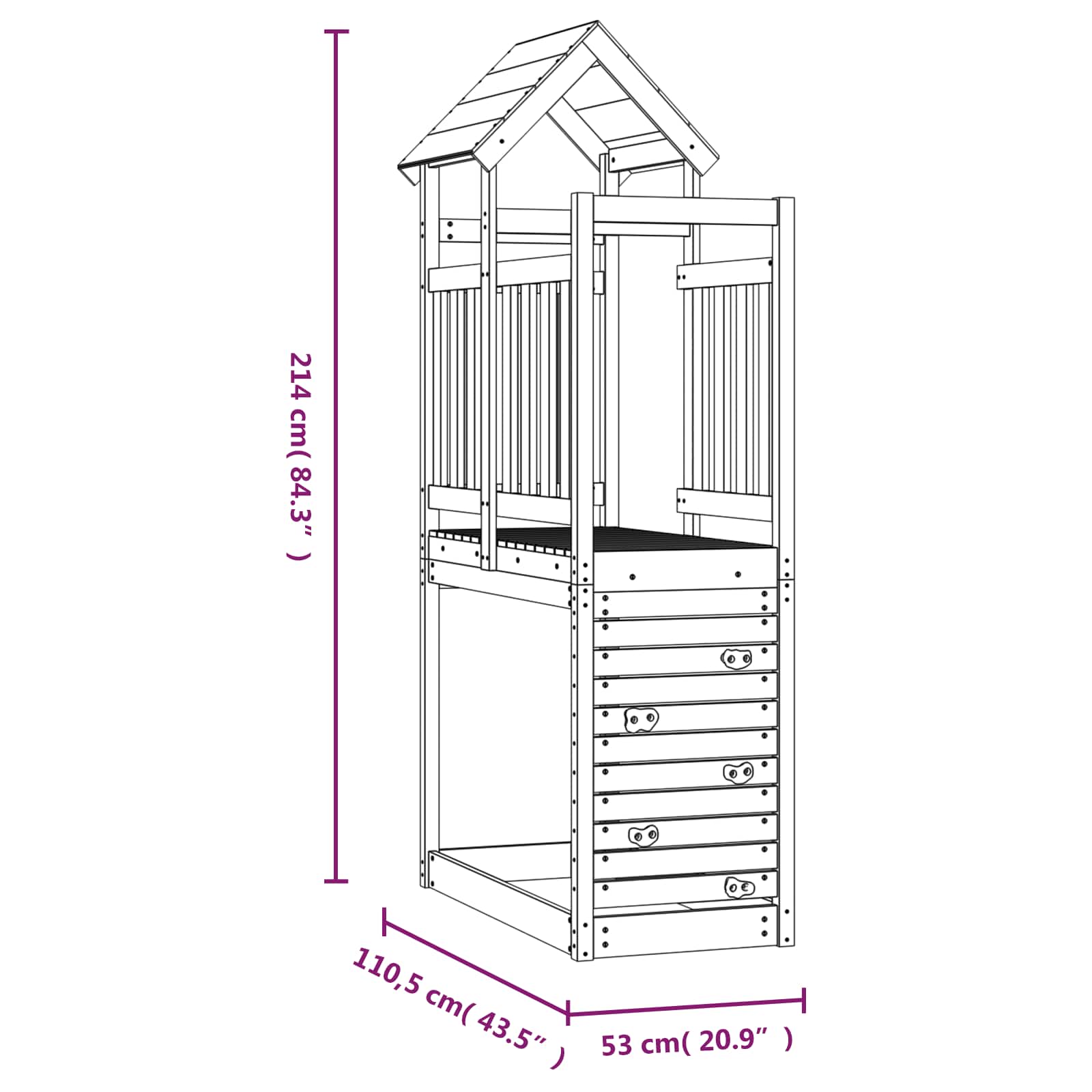 Torre de Juego Marrón 53 x 110,5 x 214 cm Madera de pino macizo