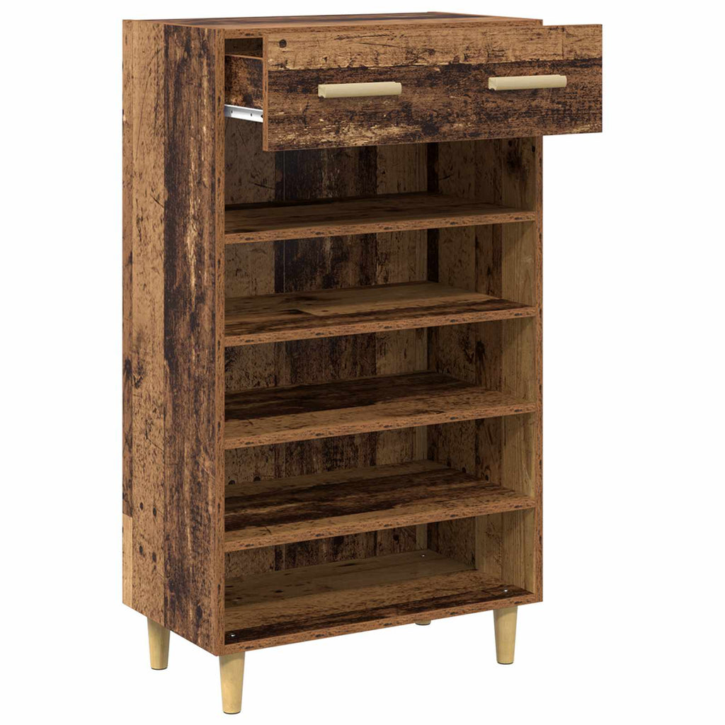 Armario Zapatero con cajón Liso Madera vieja 60 x 35 x 105 cm