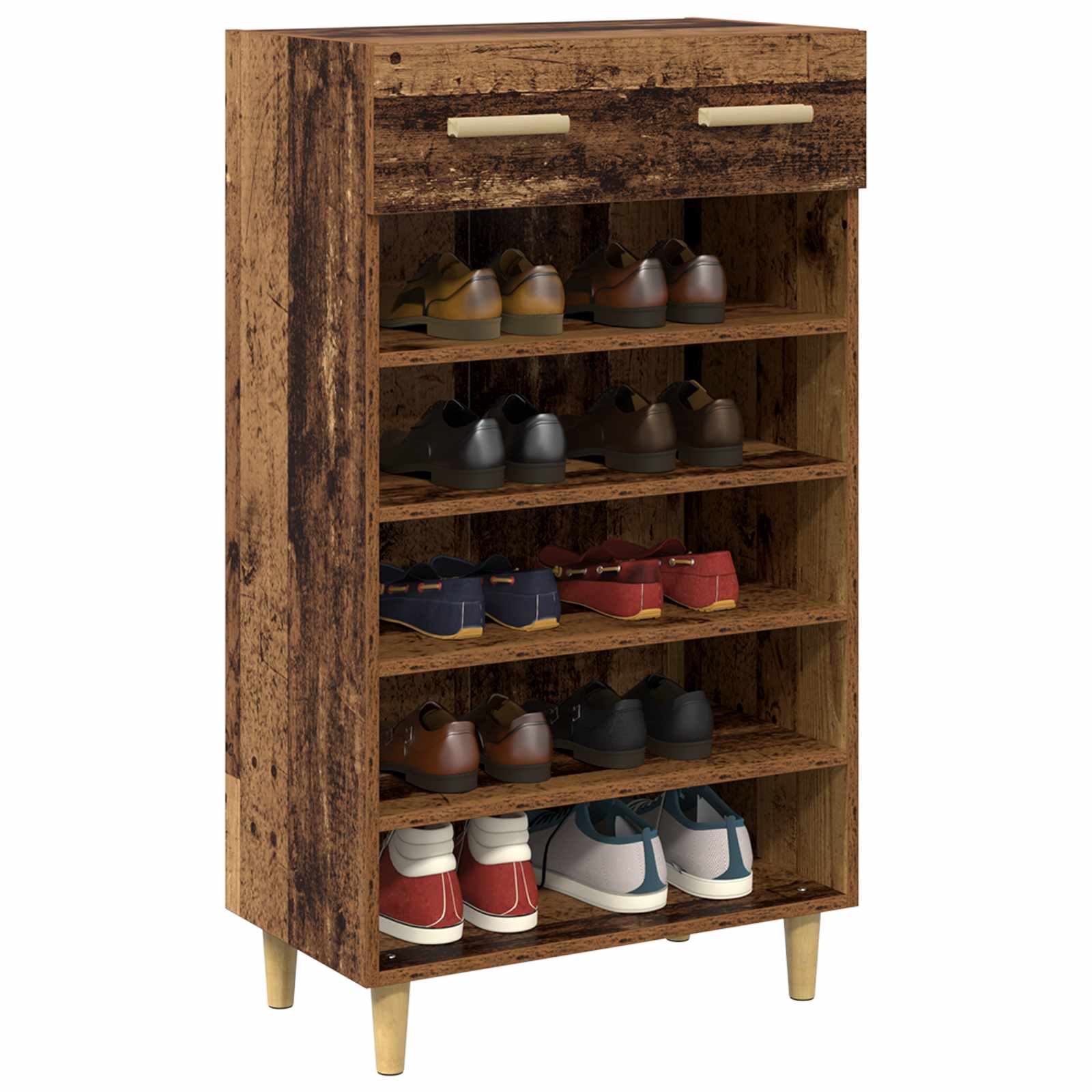 Armario Zapatero con cajón Liso Madera vieja 60 x 35 x 105 cm