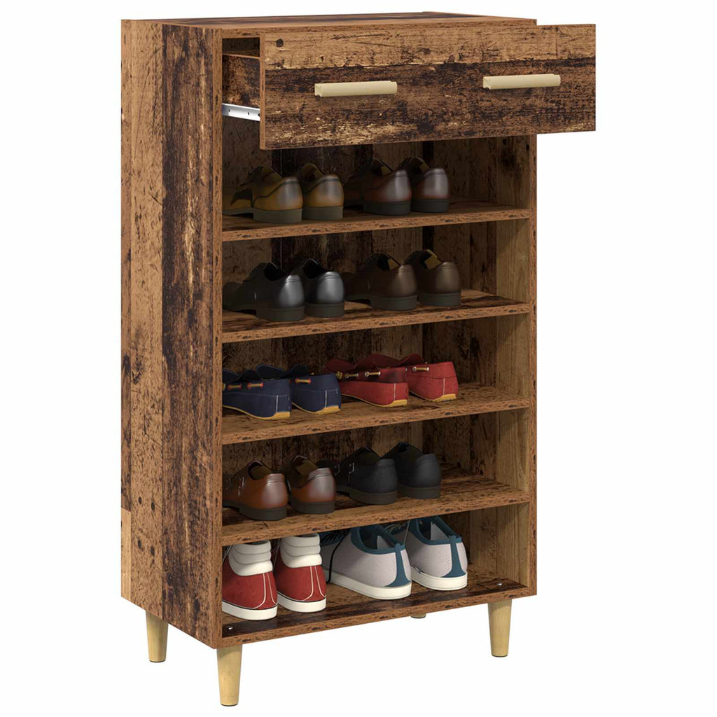 Armario Zapatero con cajón Liso Madera vieja 60 x 35 x 105 cm