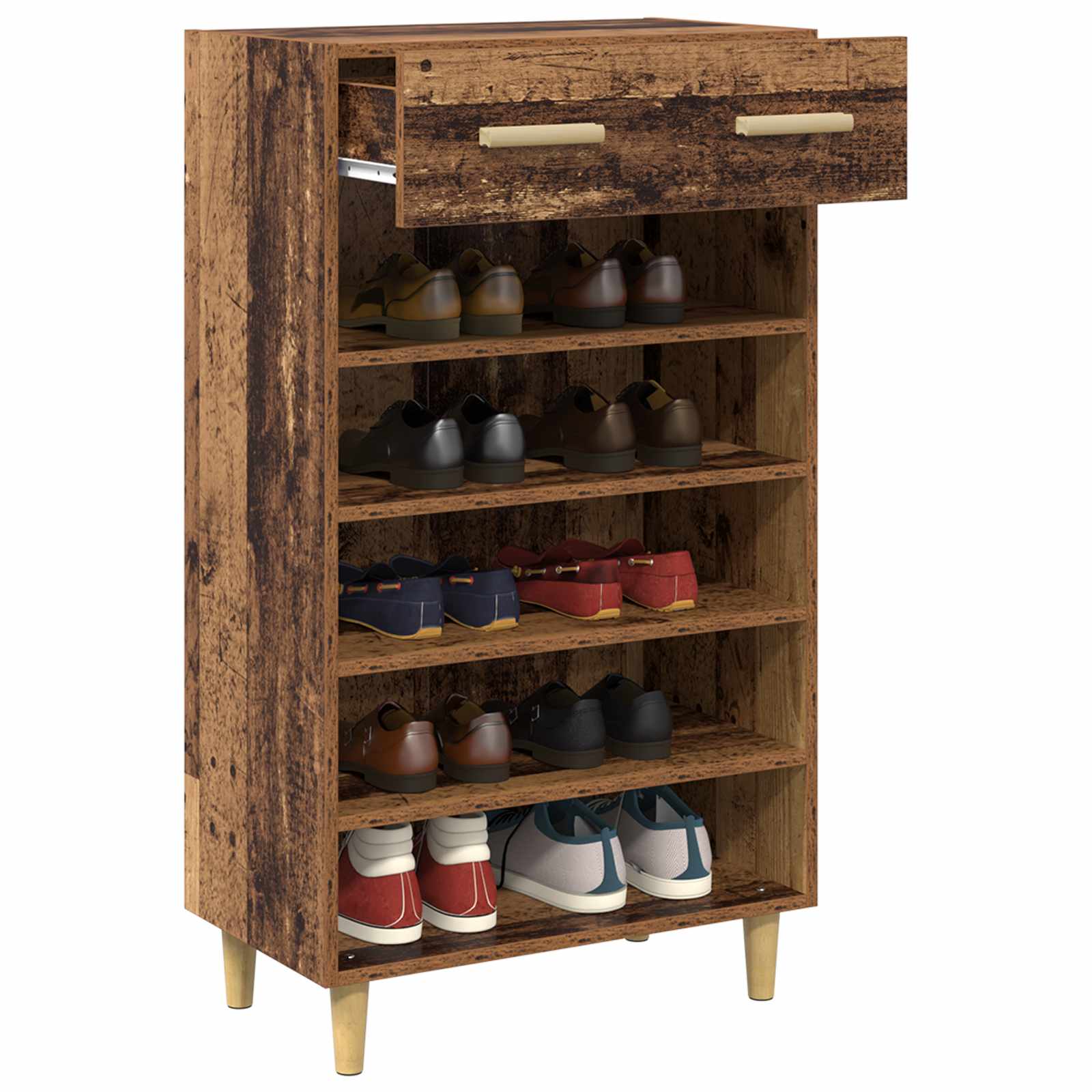 Armario Zapatero con cajón Liso Madera vieja 60 x 35 x 105 cm