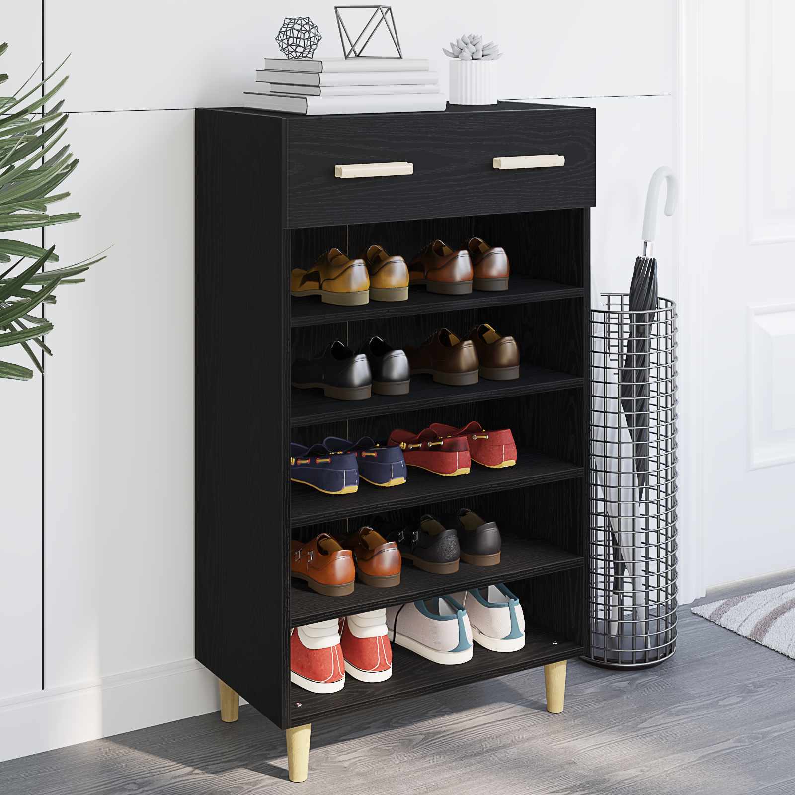 Armario Zapatero con cajón Liso Madera vieja 60 x 35 x 105 cm