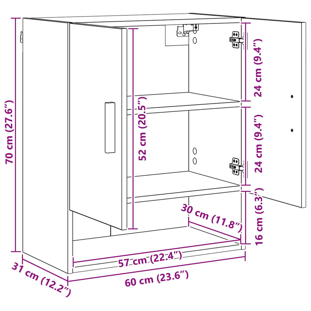 Armario de Pared Madera vieja 60 x 31 x 70 cm
