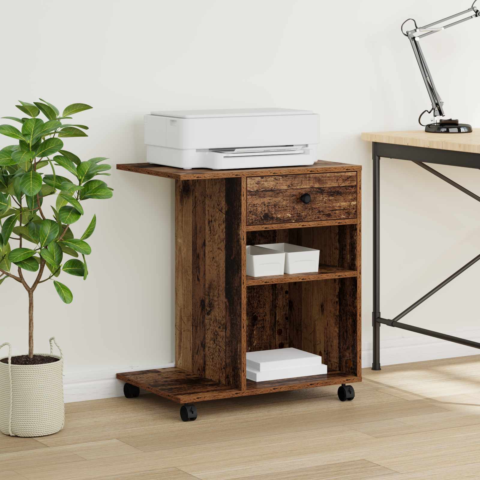 Soporte para Impresora con cajón Madera vieja 60 x 40 x 68.5 cm