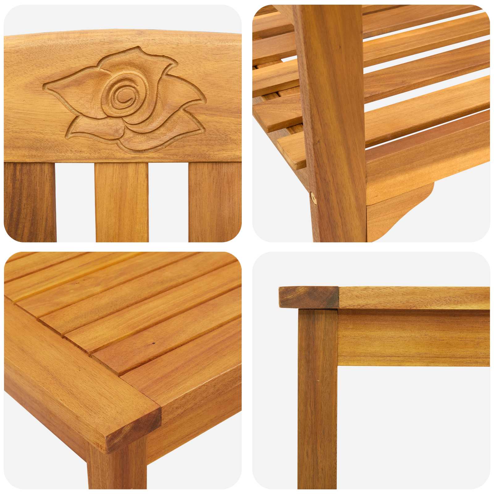 Conjunto de salón Rosa del jardín 3 pcs Madera de Acacia Sólida