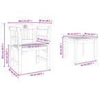 Conjunto de salón Rosa del jardín 3 pcs Madera de Acacia Sólida