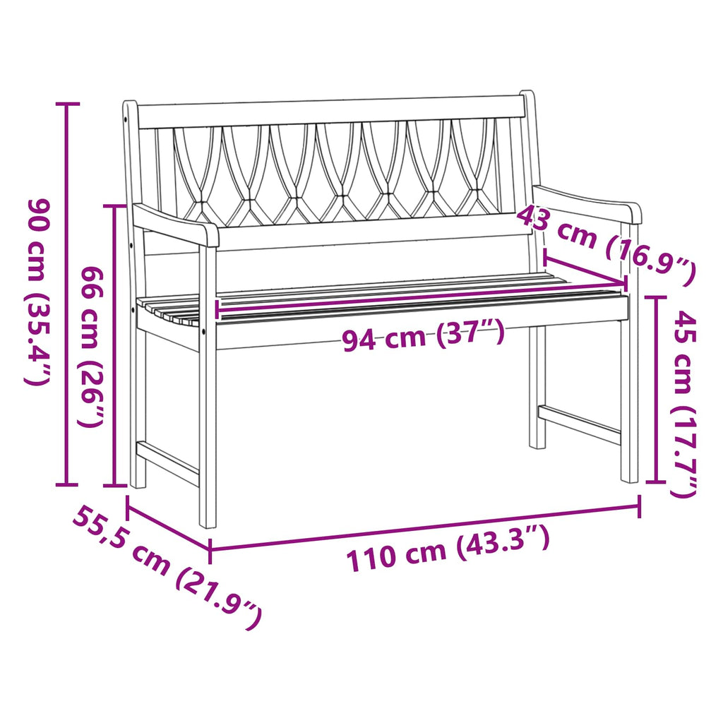 Banco de exterior Natural 110 x 55,5 x 90 cm