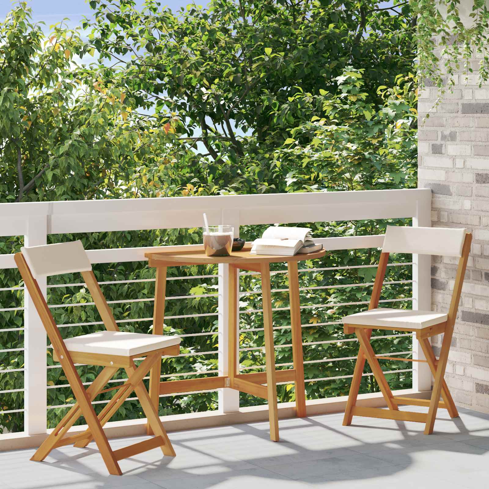 Sillas Bistro de Exterior 2 pcs Blanco Crema 40 x 53 x 80 cm