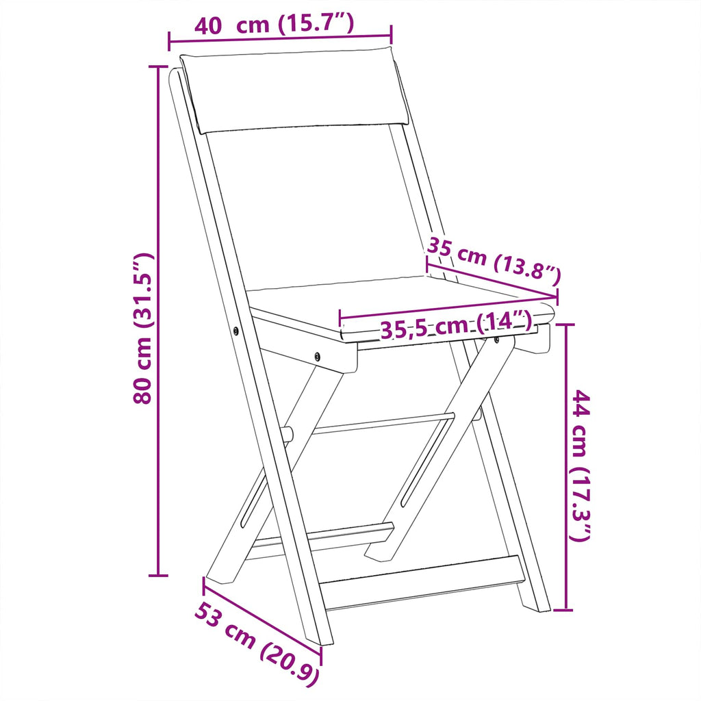 Sillas Bistro de Exterior 2 pcs Blanco Crema 40 x 53 x 80 cm