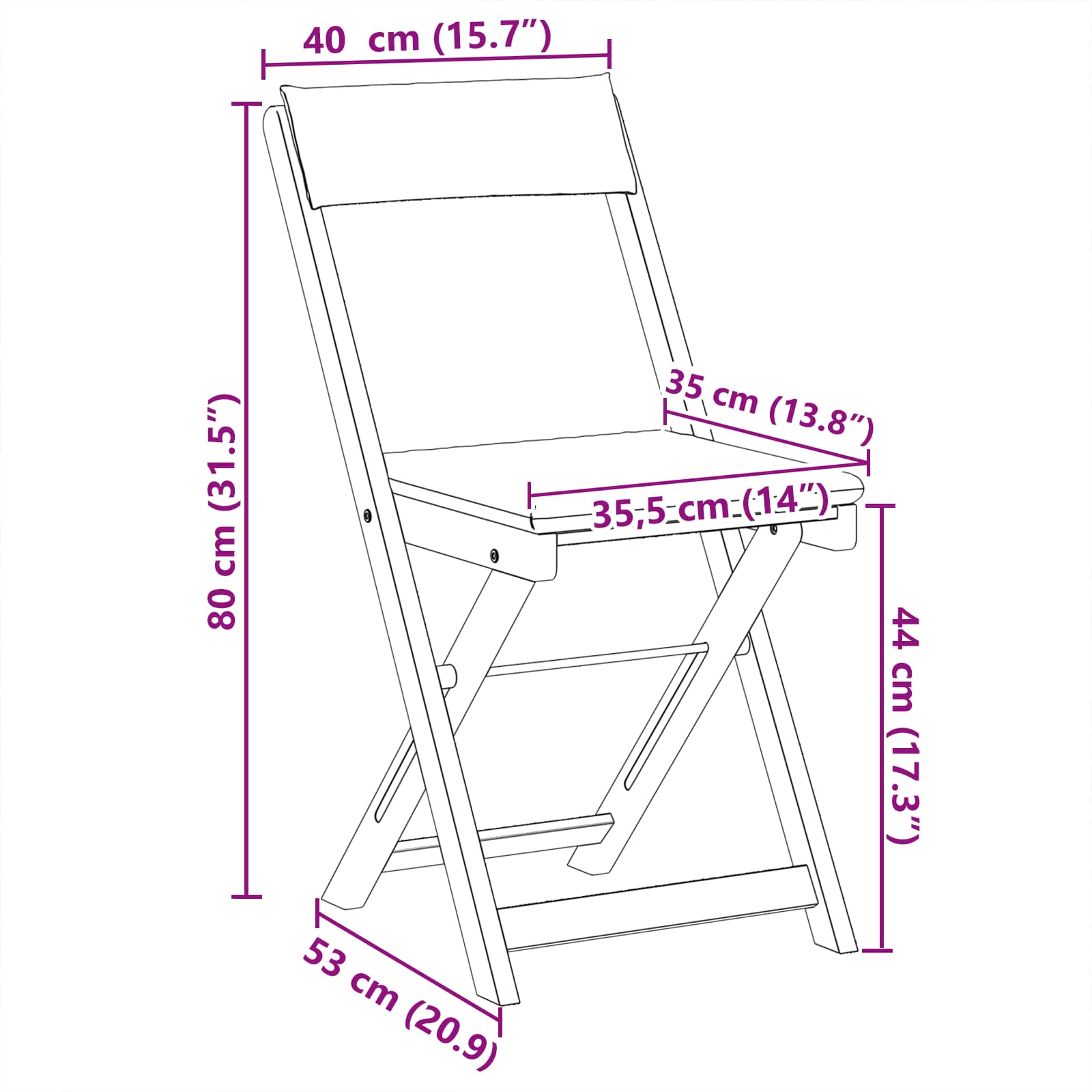Sillas Bistro de Exterior 2 pcs Blanco Crema 40 x 53 x 80 cm