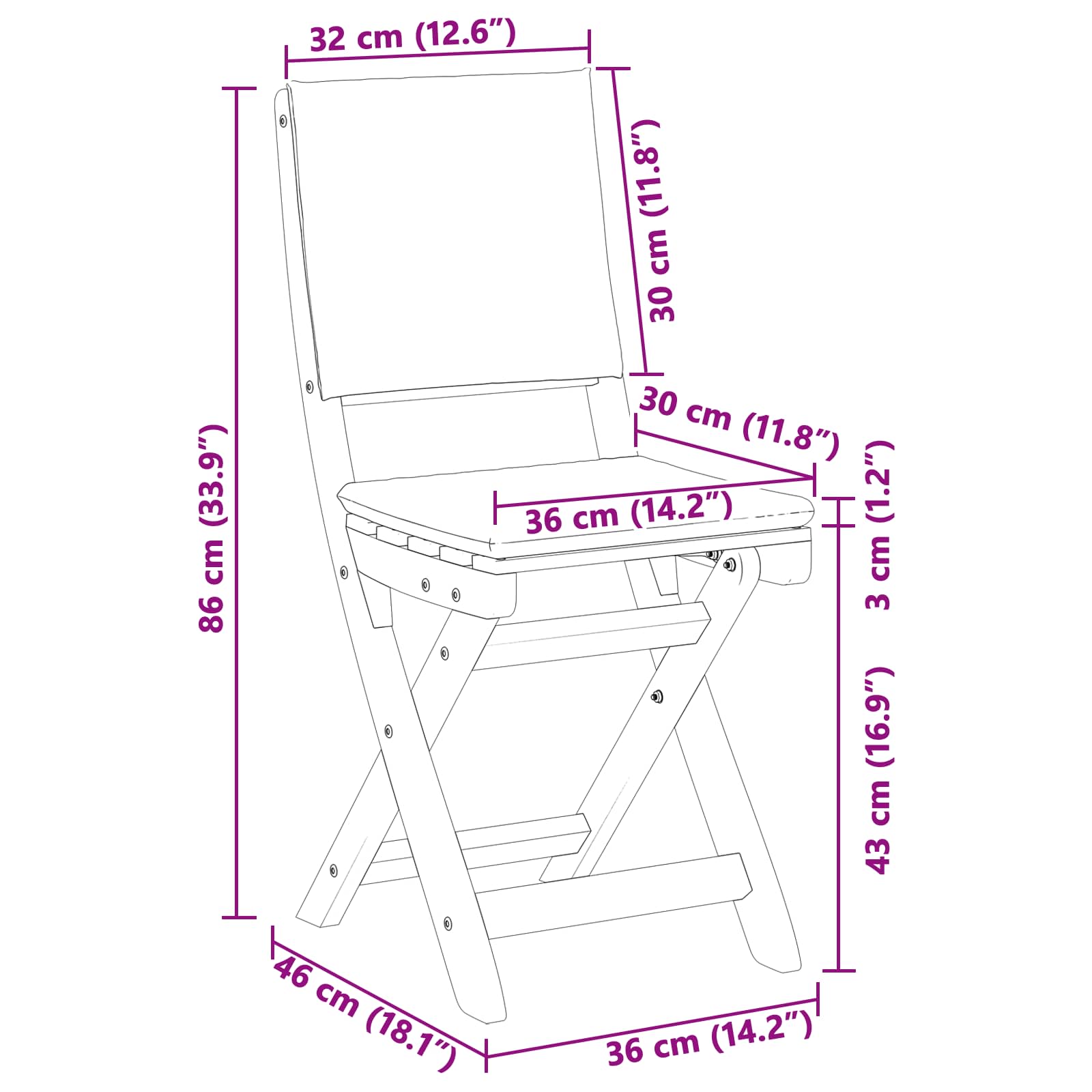 Sillas Bistro de Exterior 2 pcs Blanco Crema 38 x 46 x 85 cm