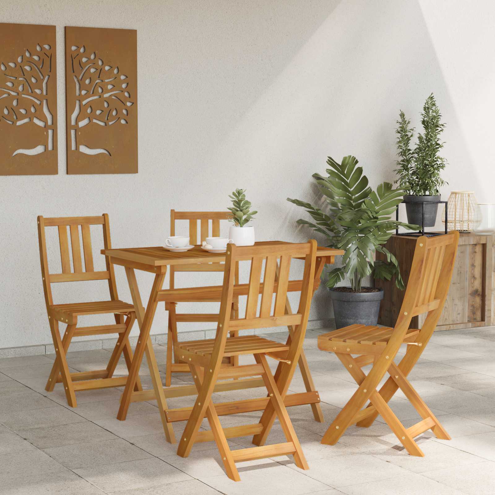 Sillas Bistro de Exterior 4 pcs Natural 40 x 42 x 85 cm