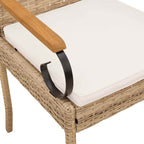 Sillas de jardín 2 pcs Beige y blanco crema Poliratán y Acacia