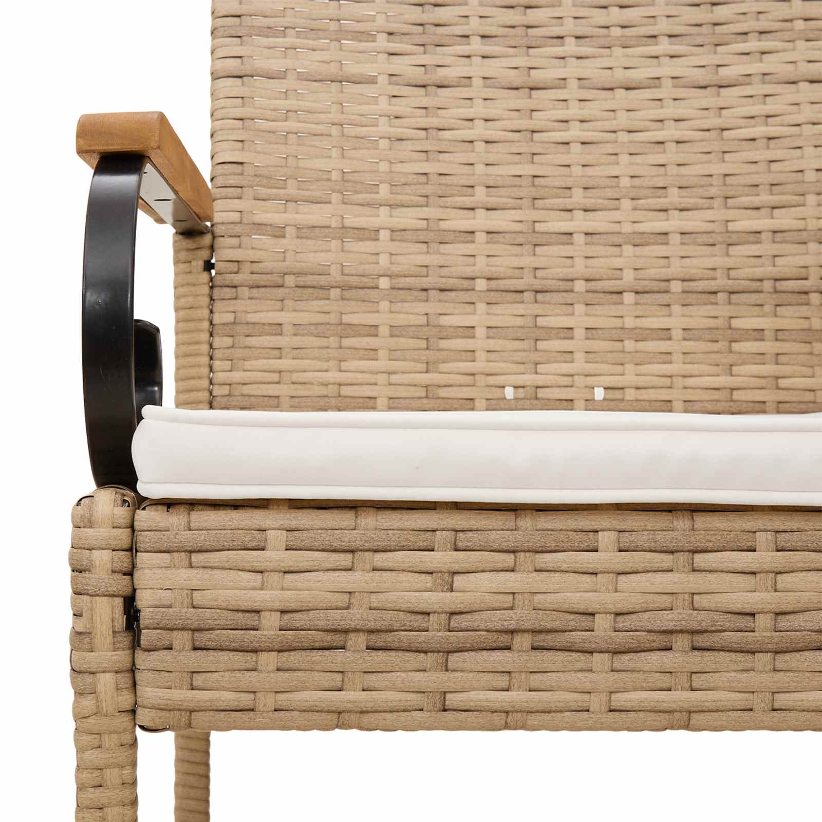Sillas de jardín 2 pcs Beige y blanco crema Poliratán y Acacia